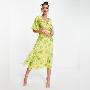 NWOT ASOS Design Yellow Floral Cutout Dress